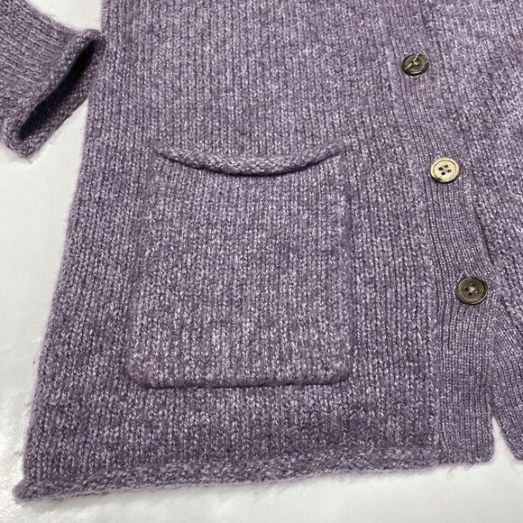 J Jill Button Up Cable Knit Cardigan XSmall Purple Lavender Long Chunky Sweater - Picture 12 of 12